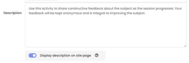 Moodle - Questionnaire - Description Field
